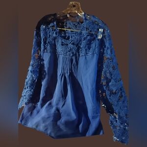 Elegant Blue Lace Women's Top